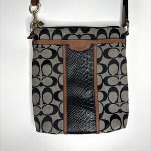 Coach Signature Snake Print Crossbody Bag Leather, Canvas